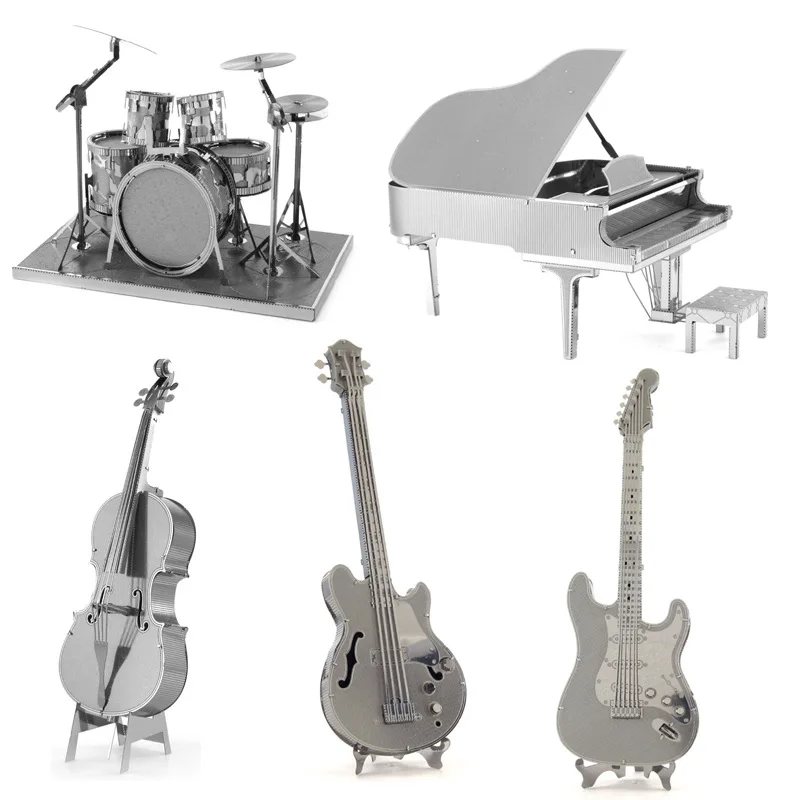2019 new 3D metal assembly model DIY puzzle musical instrument piano guitar drum set cello model children