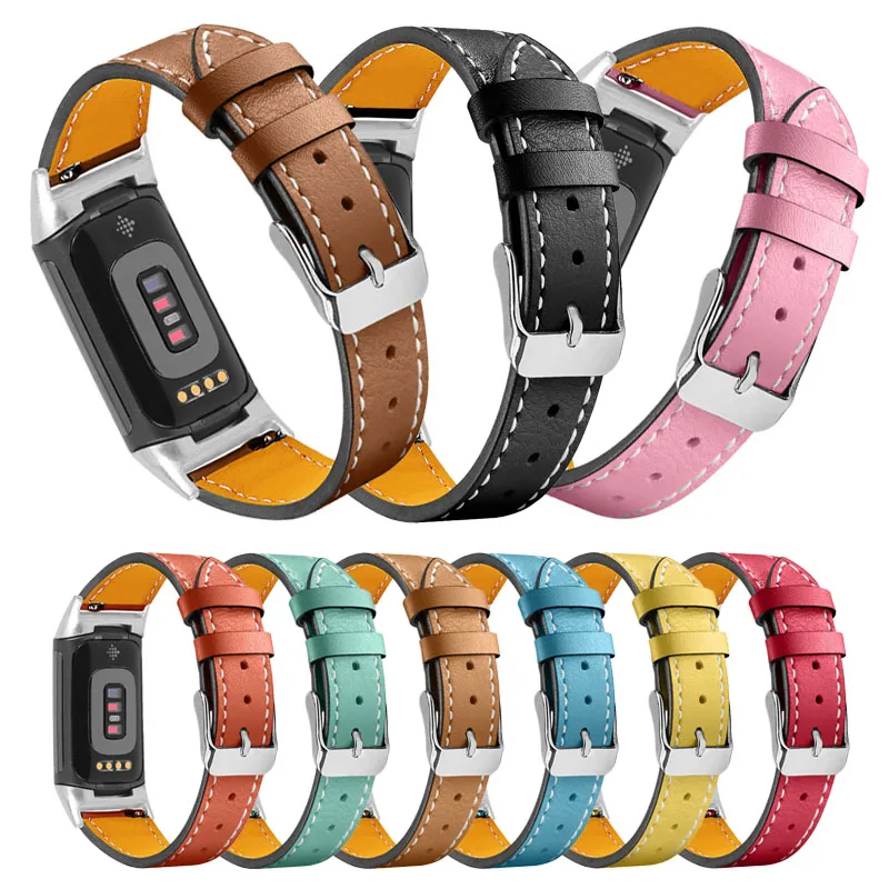 Pulseira de Couro Colorida para Homens e Mulheres Pulseira de Relógio Inteligente para Fitbit Charge e de Alta Qualidade