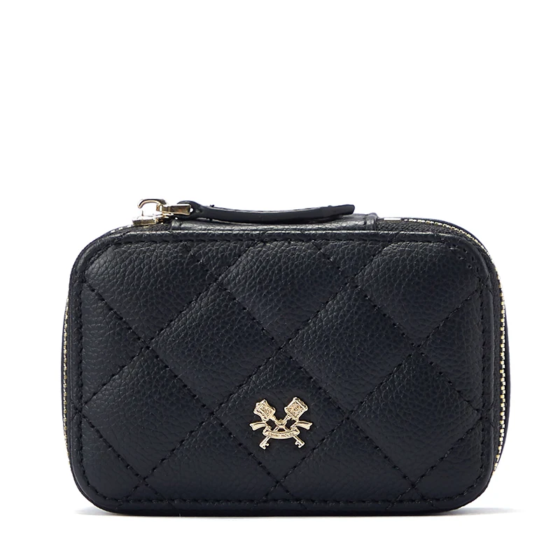 EMINI HOUSE Алмазная решетка для помад сумка с зеркалом натуральная кожа мини-сумка Роскошные сумки женские сумки дизайнерские дамские сумочки - Цвет: Black