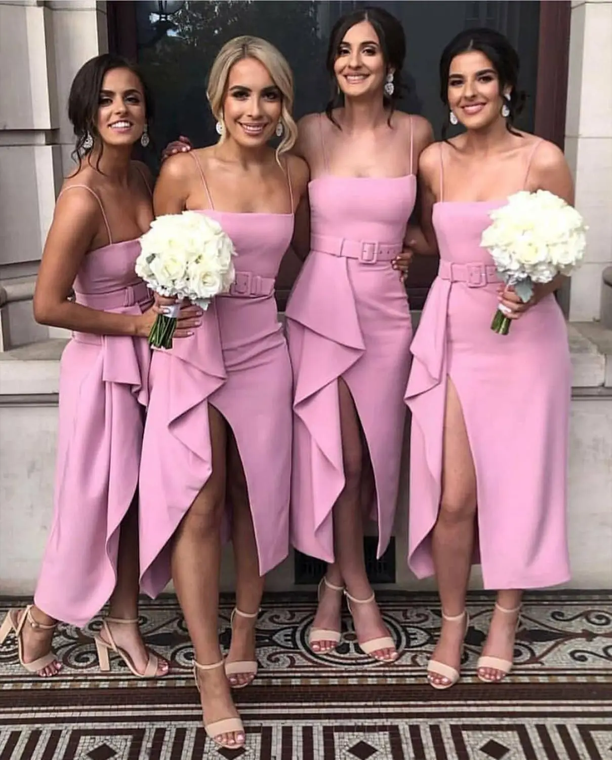

Sexy Light Purple Bridesmaid Dress Tea Length Spaghetti Straps Vestidos De Dama Women Wedding Party Guests Wear Gowns