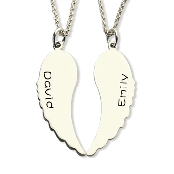 

Personalized Any Name Necklace Silver Angel Wings Necklace I Cannot Fly Without You Two Name Necklace Memorial Jewelry
