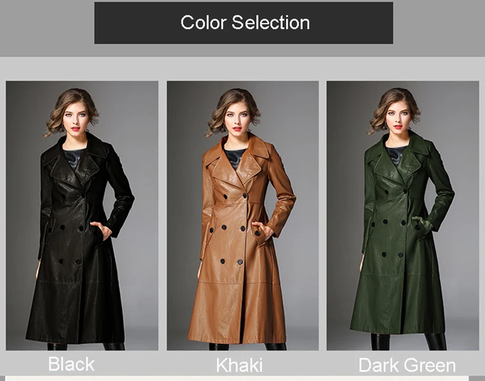 PU Long Leather Trench Coat Women 2019 New Autumn Winter Leather Trench Coat Slim Female Long Coats Plus Size M-3XL Outwear 3