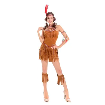 

Dancing Stage Costumes Halloween Native Indian Costume COS Costume Liusu Wild Man Est Hunter Costumes Sportswear