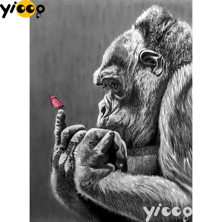 

Full Square/Round Drill 5D diamond embroidery black orangutan diamond Painting Rhinestones mosaic Cross stitch Decoration DX0125