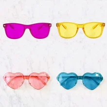 10 шт Упаковка конечной/в форме сердца цветотерапия очки, 10 уникальных цветов линзы для женщин и мужчин солнцезащитные очки