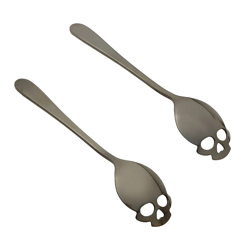 Skull Shaped Spoon Coffee Spoon Dessert Ice Cream Sweets Teaspoon Stainless Food Cutlery