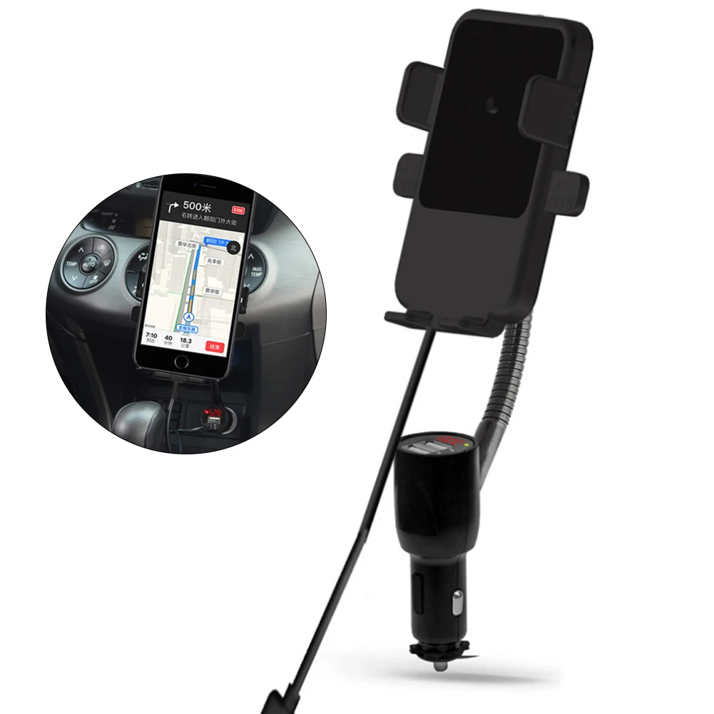 Qi Wireless Charger Dual USB Smart Quick Wireless Charger Universal Navigation Mobile Phone Bracket Cigarette Lighter Holder