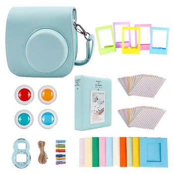 

Shoulder Camera Bag Protective Case Colorful Leather Camera Bag for Fujifilm Instax Mini 8/ MINI8+/ 9 9 in1 Photo Accessories