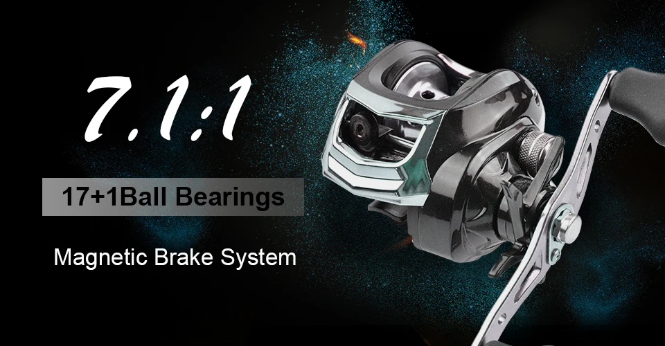GLUREE Baitcasting Fishing Reel 17+1BB 7.11 220g Metal Line Cup Silver Black Left Right Hand Lure Fishing FreshSalt Water Reel (7)