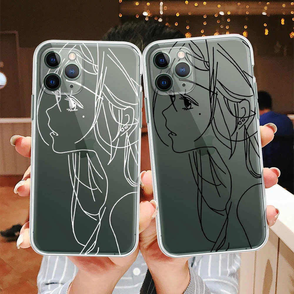 Милый чехол для телефона с изображением девушки из аниме лица iPhone 13 12 11 Pro XS MAX XR X