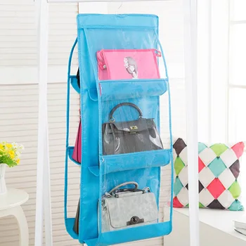 

Multi-function Storage Bag Double-sided 6 Pockets Collapsible Backpack Handbag Hanging Debris Shoes Storage Bag Wardrobe Hanger