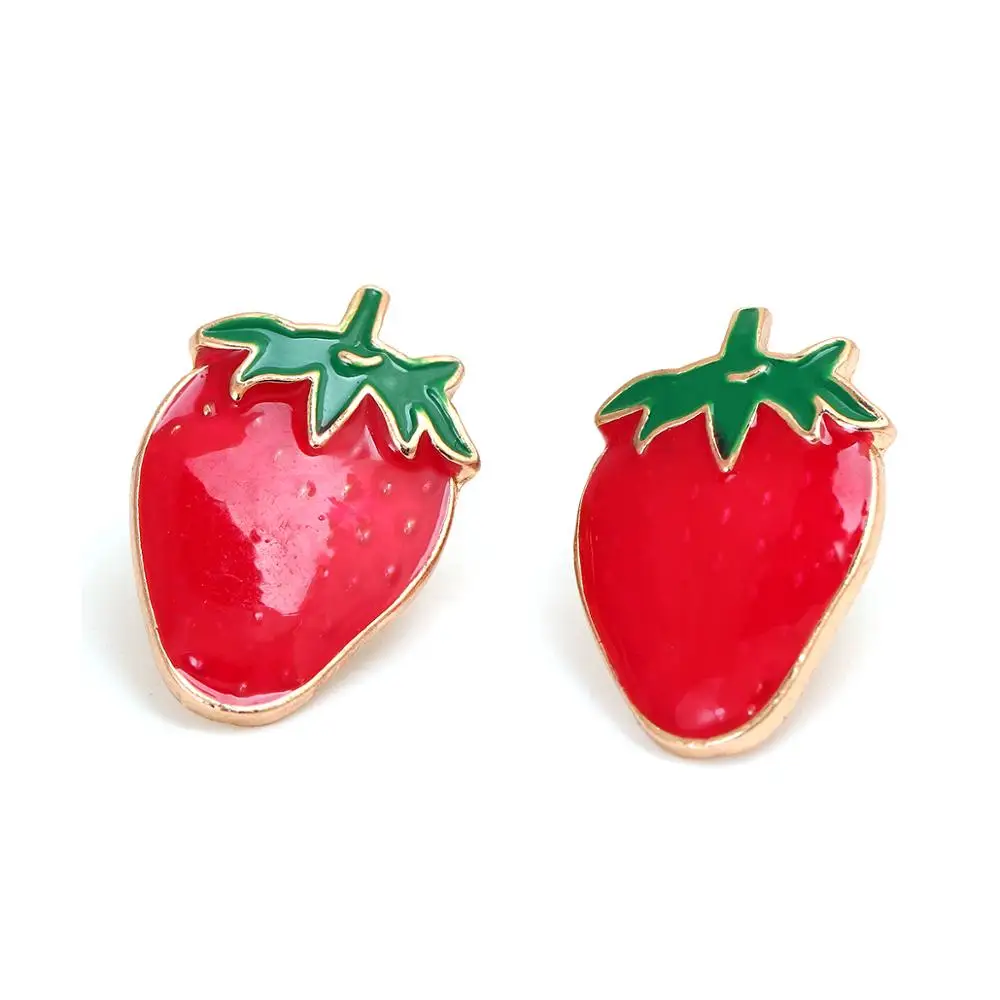 

DoreenBeads Fashion Tie Tac Lapel Pin Brooches Gold Fruit Red & Green Enamel Jewelry Accessories 24mm(1") x 16mm( 5/8"), 1 Piece