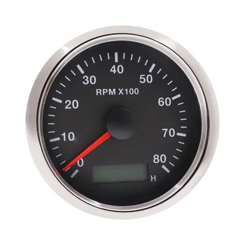 

8000 RPM Car Tachometer Gauge 85mm Stainless Steel Bezel Tacho Meter With Hour Meter LCD Display Backlight 12V/24V