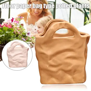 

Paper Bag Shaped Flower Pot Creative Plant Pot for Home Decor Cute Flowerpot DTT88