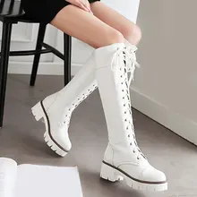 Doratasia/Новые модные брендовые сапоги на квадратном каблуке, большие размеры 34-43, женская обувь, женские сапоги, сапоги до колена, женские сапоги