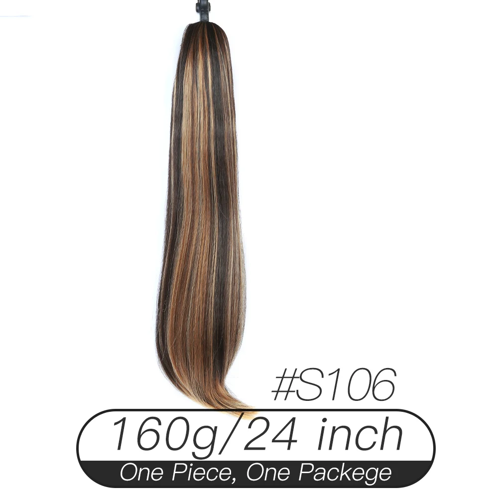 LiangMo синтетические женские волосы блок длинные натуральные волны бордовый/черный/золотой/коричневый Коготь Конский хвост Высокая температура волокна хвост - Цвет: S106