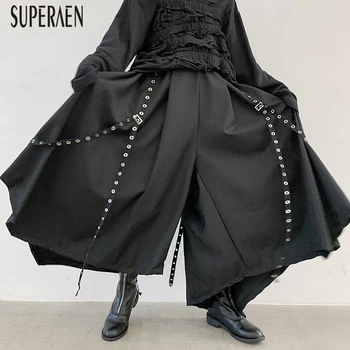 

SuperAen Spring New 2020 Women Pants Solid Color Wild Casaul Ladies Pants Ribbon Irregular Wide Leg Pants Female