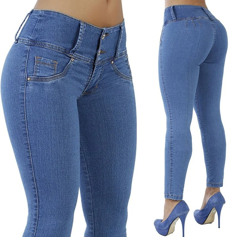 New Plus Size Jeans Woman High Waist Stretch boyfriend Mom Jeans Female Denim Pencil Elastic Blue Jean Skinny Pants Trousers