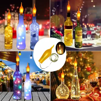 

2M 20 LEDS Wine Bottle Lights With Cork Built In Battery LED Cork Shape Silver Copper Wire Colorful Fairy Mini String Lights z3