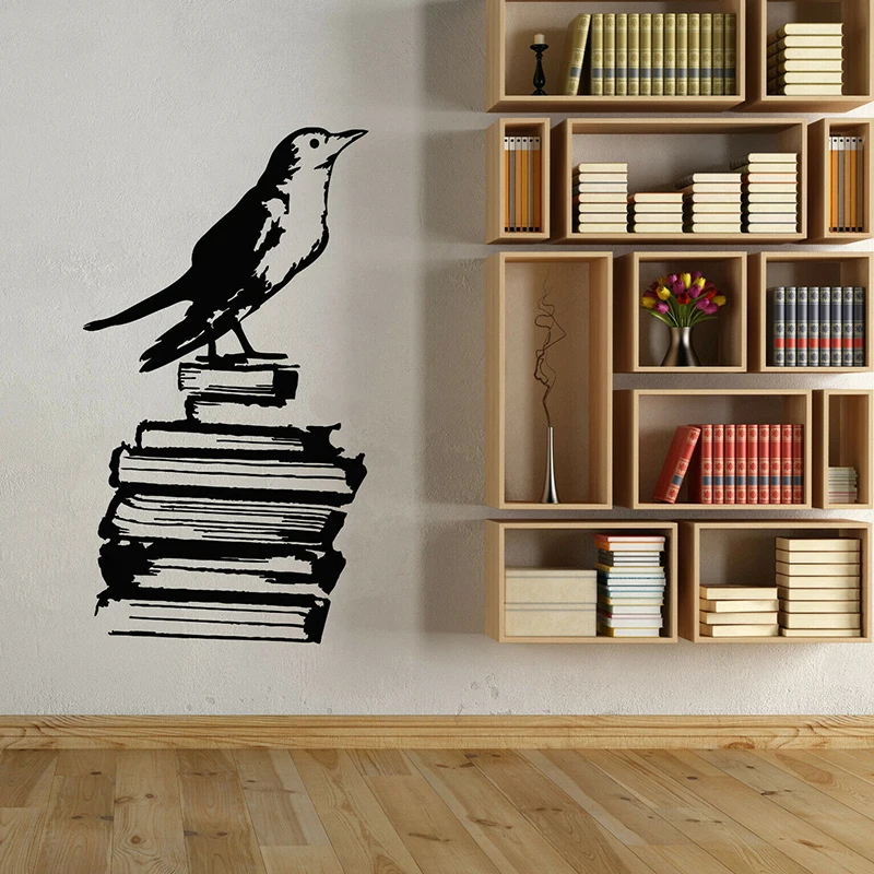 Абстрактная птица на книги книжный магазин настенная наклейка библиотека класс