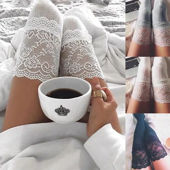

NEW Brand New Women Over Knee Lace Stockings Cable Knit Over Knee Long Boot Thigh-High Warm Stockings Lace Leggings