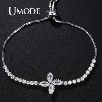 

UMODE Clear Zirconia Bracelets for Women Trendy Fashion Jewelry CZ Crystal Tennis Bracelets Adjustable Bangle Accessories UB0208