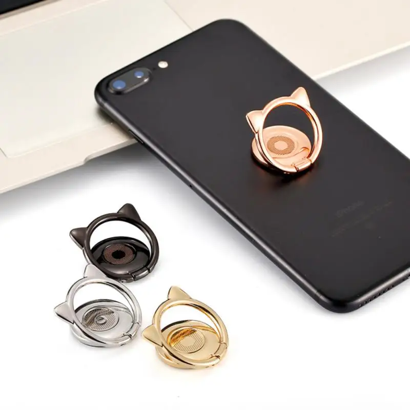Сплав кошачьими ушками милые кольцо-держатель на палец для мобильного 360 Вращение Чехлы для мобильного телефона с магнитной защелкой с подставкой для IPhone samsung мобильного телефона Xiaomi