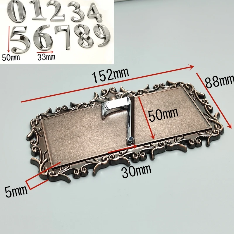 House Number Door Plate Custom Sign Number Sticker For Hotel Apartment ABS Plastic 2 Digits With A Frame Imitation Metal Bronze house number signs,house numbers,number plate,door signs