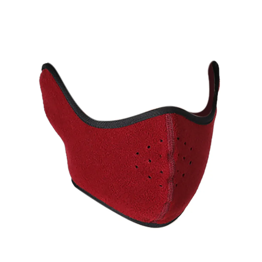 Теплая Флисовая велосипедная полумаска для лица, защитный колпак для лица, зимняя теплая маска, флисовые наушники для езды на лыжах, сноуборде, полумаска для лица - Цвет: Wine Red