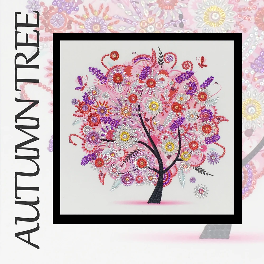 Autumn tree 5D DIY алмазная живопись четыре сезона дерево специальная блестящая Алмазная вышивка мозаичная наклейка вышивка крестиком украшение - Цвет: Autumn tree