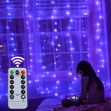 Cortina de luz led 3m usb luzes da corda de fadas janela de controle remoto cortina de corda de luz weding decorações de natal para a sala