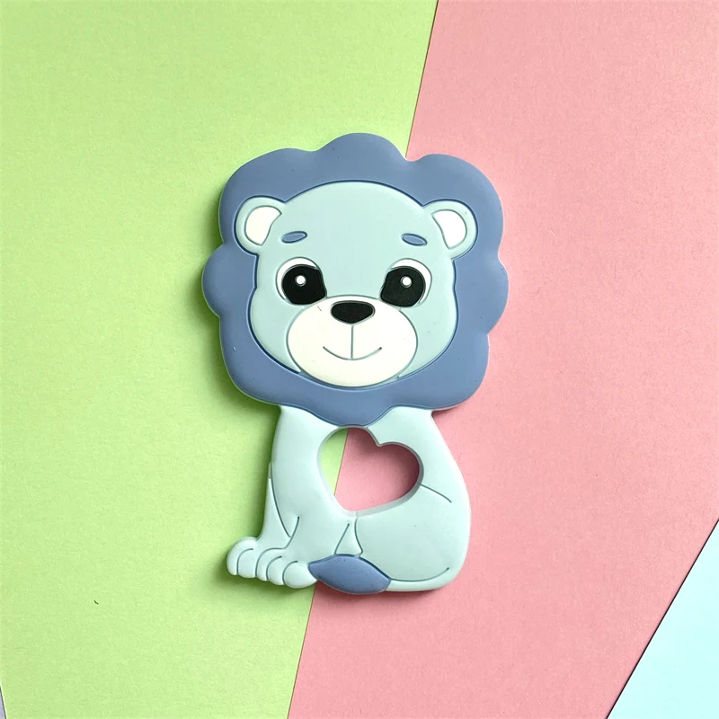 1Pcs Silicone Teething Beads Lion Cartoon Shape Baby Teethers Food Grade Teething Toys Diy Pacifier Clips Chains 6