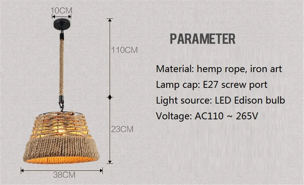 American Loft Decor LED Pendant Lamp Vintage Industrial Hemp Rope Hanging Light Dining Room Lights Fixtures Indoor Lighting (16)