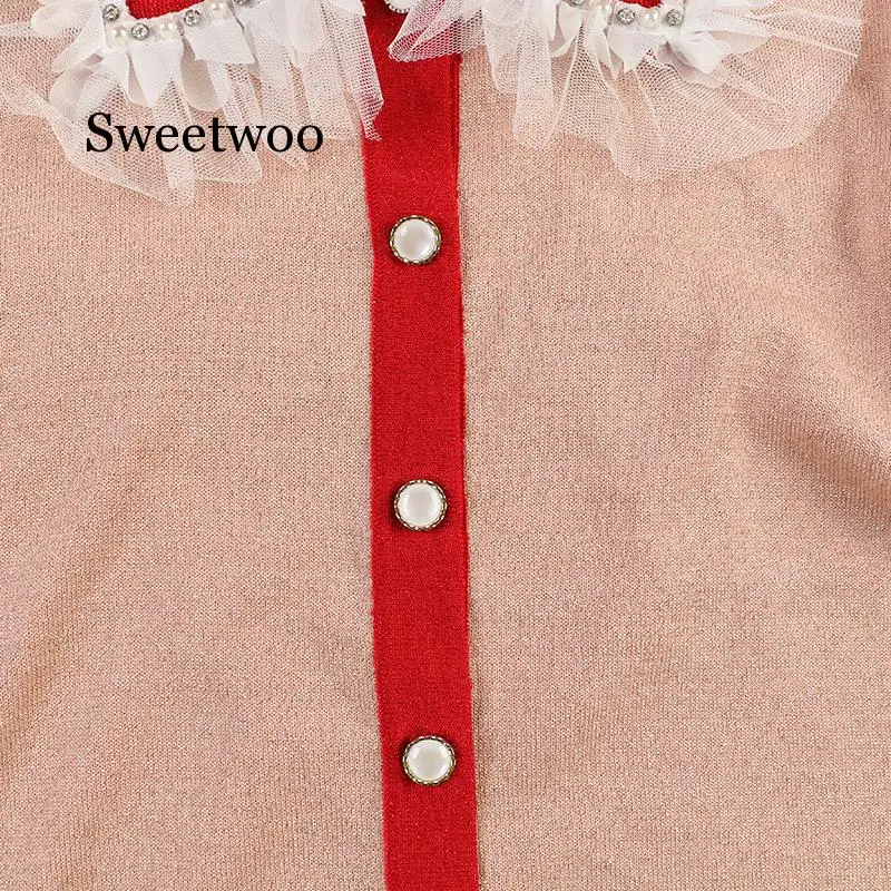 2020 New Spring Autumn Fashion Women Sweater Mesh Stitching Stripes Beads Coat Knitting Thin Fashion Long Sleeves Cardigan 2020 New Spring Autumn Fashion Women Sweater Mesh Stitching Stripes Beads Coat Knitting Thin Fashion Long Sleeves Cardigan