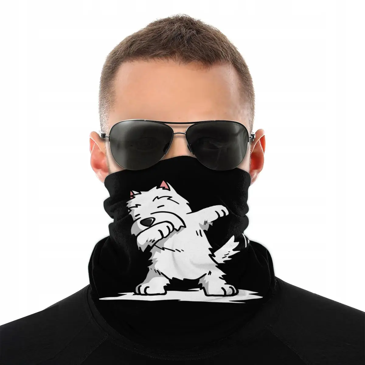 Dabbing West Highland белый терьер собака шарфы Половина маска для лица Шея Gaiter бандана