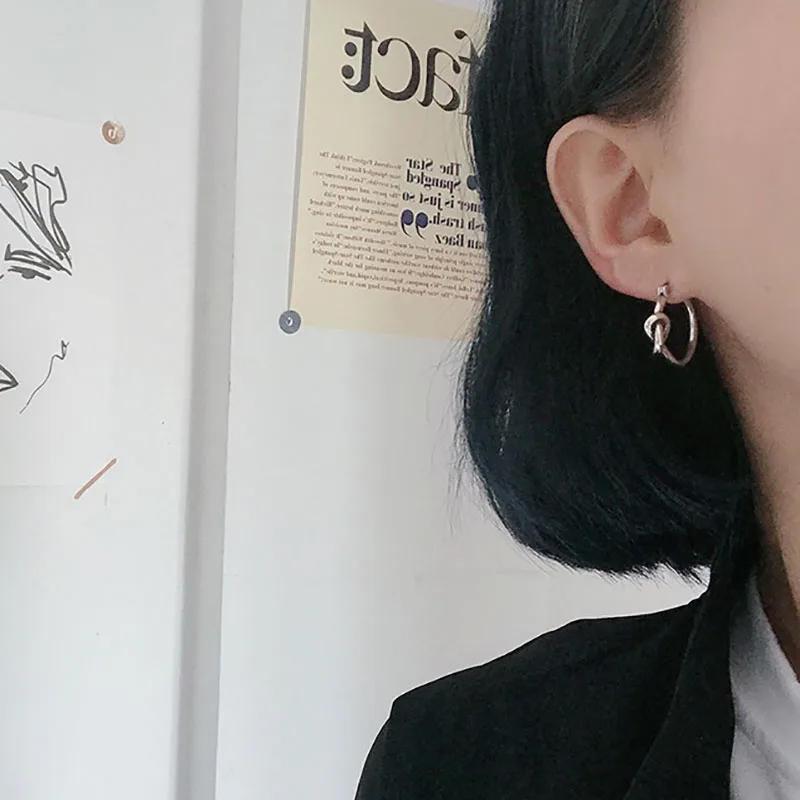 Foxanry 925 Sterling Silver Stud Earrings for Women Vintage Weaving Knotted Geometric Thai Silver Birthday Party Jewelry Gifts - Image 5