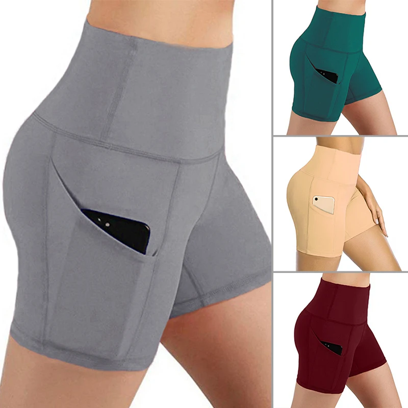 Yoga Shorts Workout Running Women Jogging Short Training Elastic Force With Pockets Sport | Спорт и развлечения