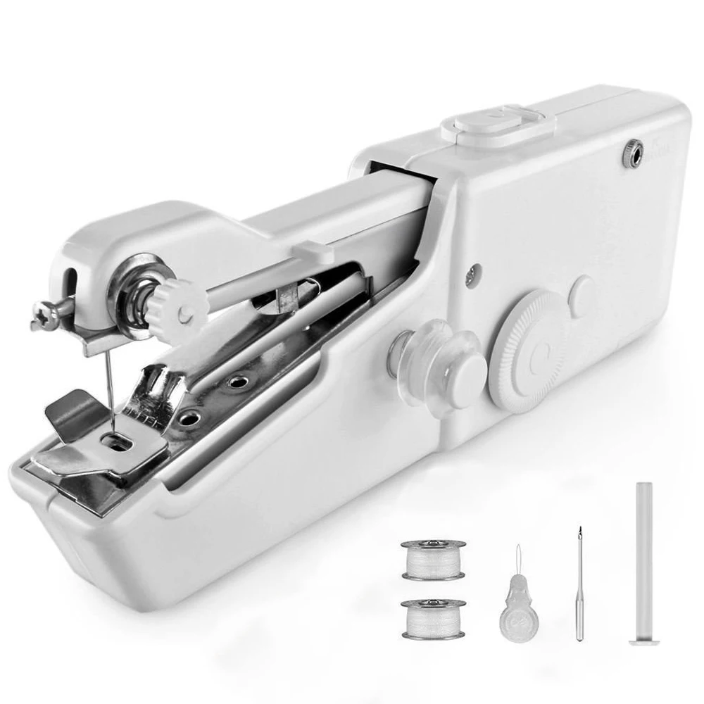 Portable Mini Hand Sewing Machine Quick Handy Stitch Sew Needlework Cordless Clothes Fabrics Household Electric Sewing Machine