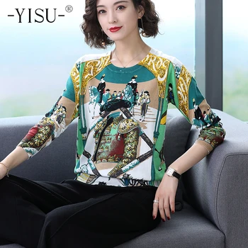 

YISU Women Sweater Europe Classical pattern Printed sweater pullover Long Sleeve O Neck Fashion Loose Jumper Tops sweater Women