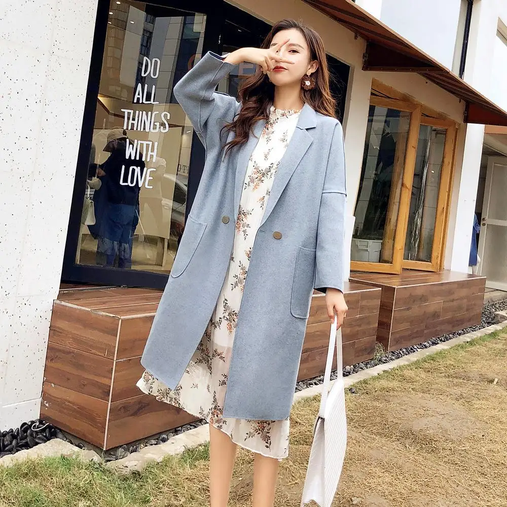 price reduction  Duffle Coat Women's 2019 Autumn And Winter South Korea Dongdaemun Color Mixture Loose Silhouette Wo