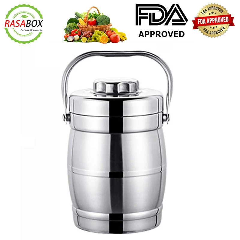 

RASABOX - Large Capacity 70 Once / 2000ml Vacuum Insulated Camping Food Jar for Picnic, Stainless Steel