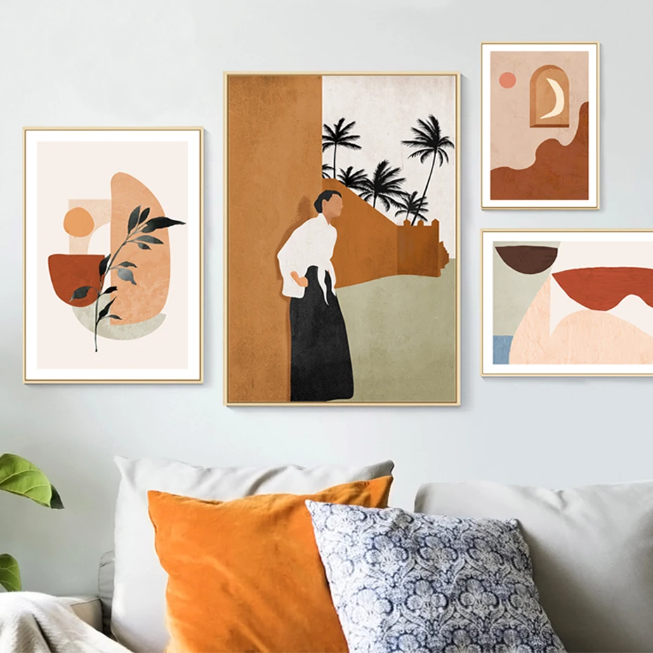 

Modern Abstract Still Life Beige Plants Canvas Paintings Gallery Posters Print Wall Art Pictures Living Room Interior Home Decor