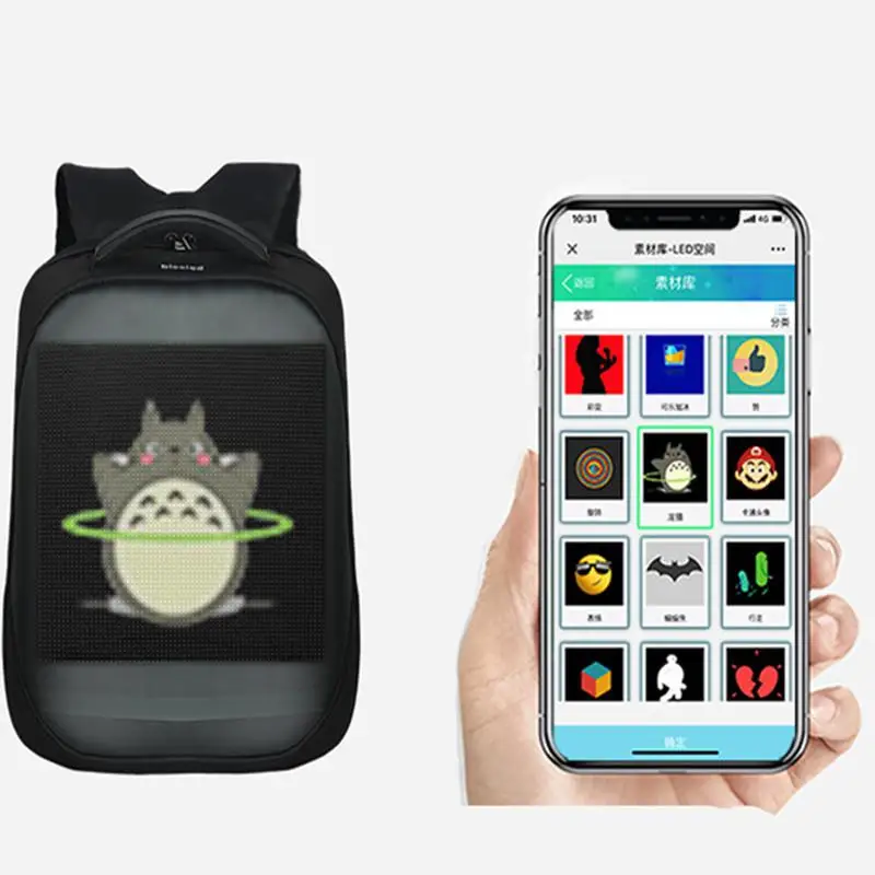 

SOLLED Newest Wifi Smart LED Backpack with Display Screen Backpack Waterproof for Walking Outdoor Advertising Backpack LED