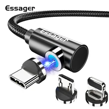 Магнитный Micro USB кабель Essager для iPhone samsung, кабель для быстрой зарядки и передачи данных, Магнитный зарядный кабель usb type-C для мобильного телефона