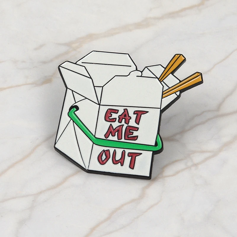 

Take Out Box Enamel Pin Chinese Food Box Brooch Kawaii Pins Cute Badges Brooches Lapel pin for Men Women