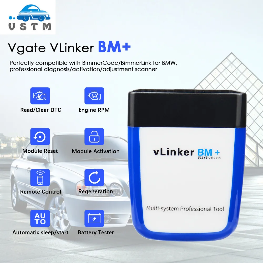 Автомобильный диагностический сканер Vgate vLinker BM + ELM327 Bluetooth 4 0 Wi-Fi OBD 2 OBD2 ELM 327 |