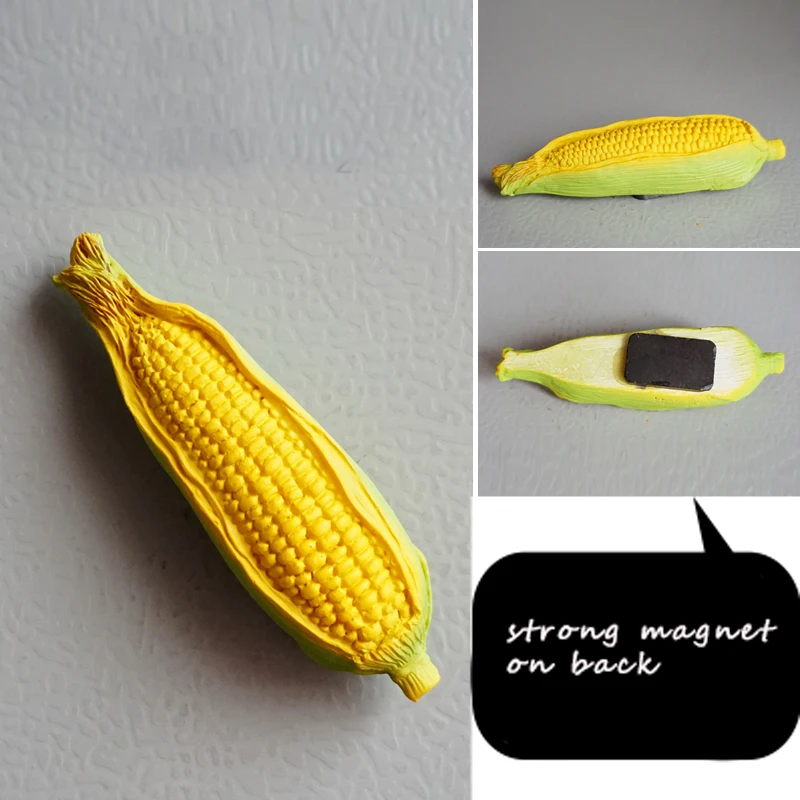corn Стерео еда жареная курица яйцо кукуруза на холодильник магнит Моделирование креативное украшение магнитная наклейка Милая паста - Цвет: corn