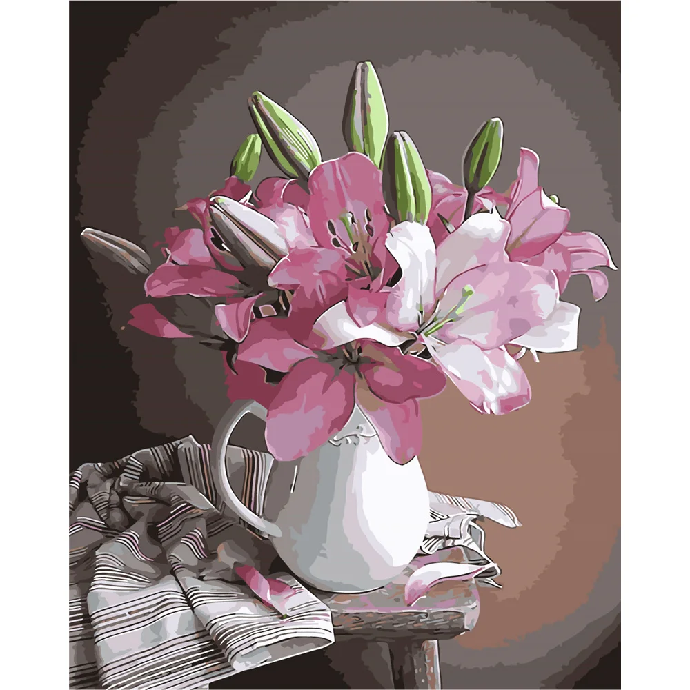 YANXIN DIY Frame Picture DIY Painting By Numbers Kit Flower Acrylic