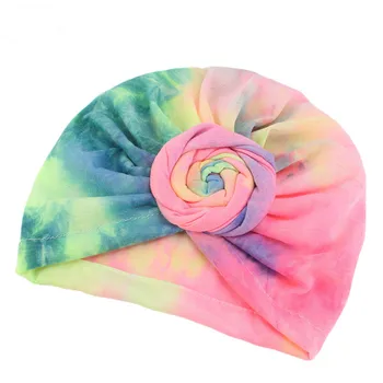 

2019 new style 4 color Boy Girl Turban Cotton Beanie Hat print Sleep cap Toddler Photo Props 47
