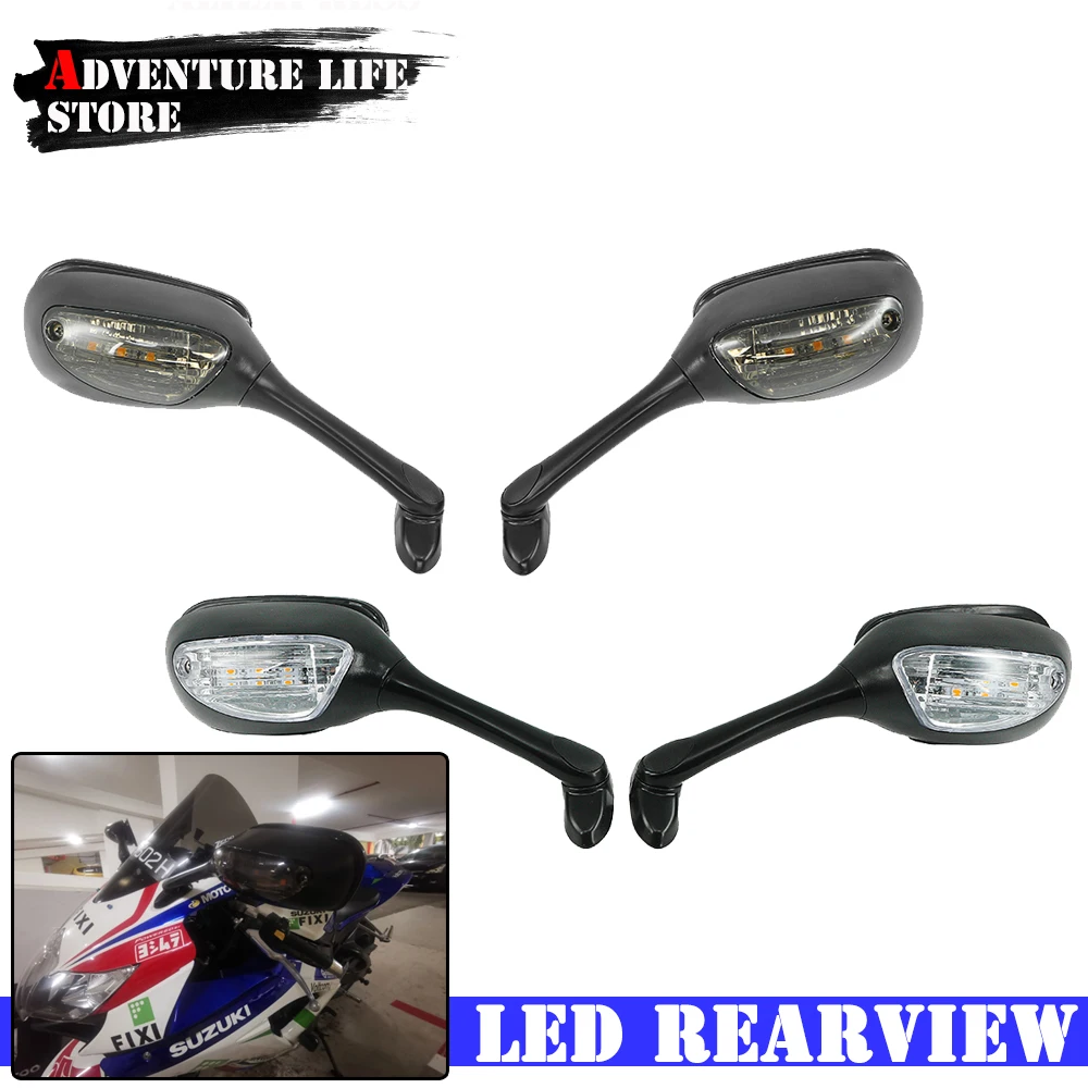 スズキGSXR 600 750 1000 gsxr1000 k6 k7 k8 sv650 650s用LEDモーターサイクルバックミラー,サイドミラー,モーターサイクル
